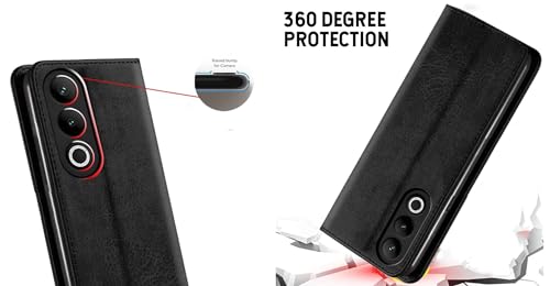 Image of WHITBULL OnePlus Nord CE 4 Flip Cover Leather Finish | Inside TPU with Card Pockets | Stand and Shock Proof | Complete Protection Flip Case Compatible with OnePlus Nord CE 4 5G - Black