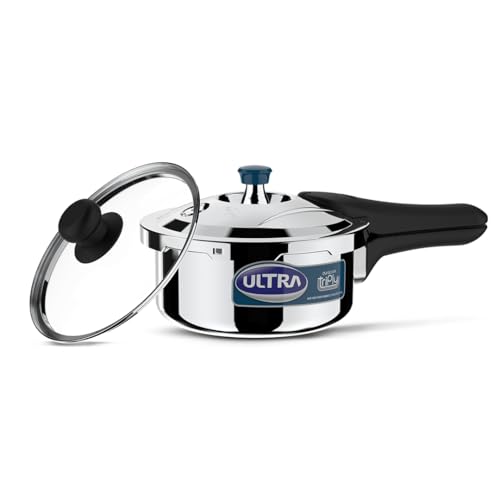 Image of Ultra Duracook Triply Duo Pressure Cooker 3.5 Litre | AISI 304 Food Grade Stainless Steel Cooker | 5 Years Warranty | Injection Moulded Handles | Induction Compatible Broad Base | Non-Stick Finish