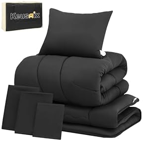 Keusnix 布団セット ダブル 布団9点セット 寝具セット ブラック タンスのゲン 布団セット ダブル 9点 ふとんセット 布団 掛布団 敷布団