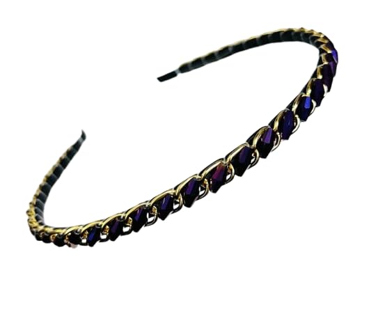 Image of Sleek Chain with Black Rainbow Drum Stone Chain Stones Hairbands /Headbands for Girls & Women (Pack of 1)