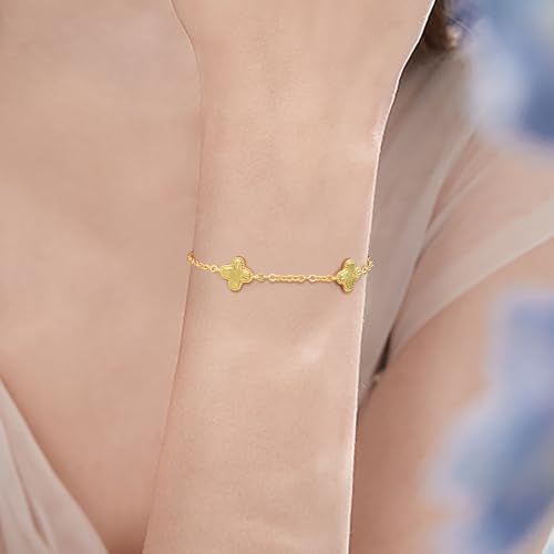 Gold Bracelets for Women 14K Gold Bracelets for Women Clover Bracelet for Womens with Adjustable Chain Lucky Dainty Four Leaf Clover Bracelet for Womens4