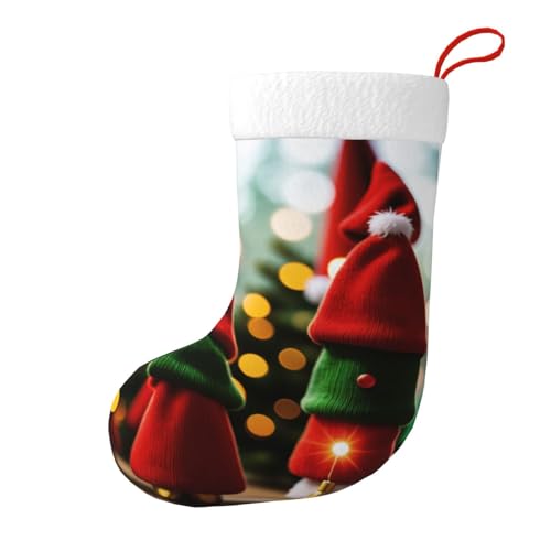 JIAGLINDE Cute Christmas Doll Print Christmas Decorative Stockings Fireplace Christmas Tree Gift Bag BedHead Hanging Decorative Plush Christmas Socks, 17.7 in