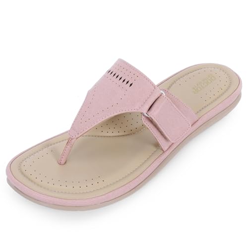 Image of DOCTOR EXTRA SOFT Women's Flat Memory Foam Slippers /Flip-Flops Fashion Stylish Casual Comfortable Diabetic Orthopedic Lightweight Synthetic Slip-On Sandals With Adjustable Strap For Girls D-608