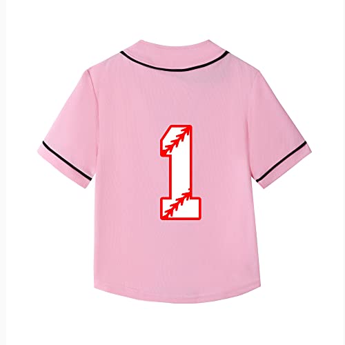 Toddler Baseball 1st Birthday Shirt Baby Boy Rookie of The Year One Year Old V Neck Shirt Button Tee Gift2