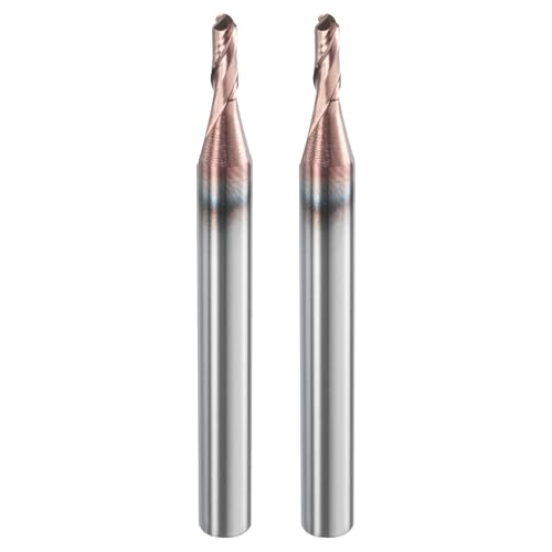 Image of HARFINGTON 2 Pcs Ball Nose End Mill 2 Flute 1 /8 inch Diameter 1 /4 inch Shank Tungsten Carbide Uncoated Spiral CNC Router Bits 3 /8 inch Cutting Length Single End Ball for Carving Engraving Grinding