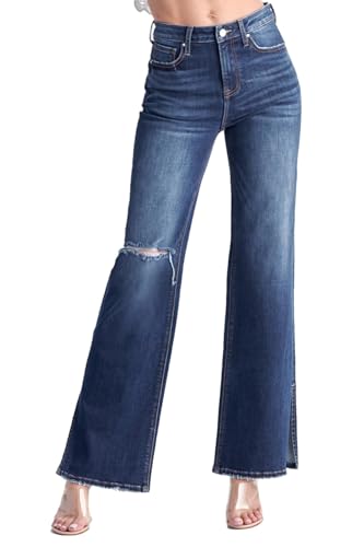 SALT TREE Risen Jeans - High Rise Distressed Wide Flare Jeans - RDP5385