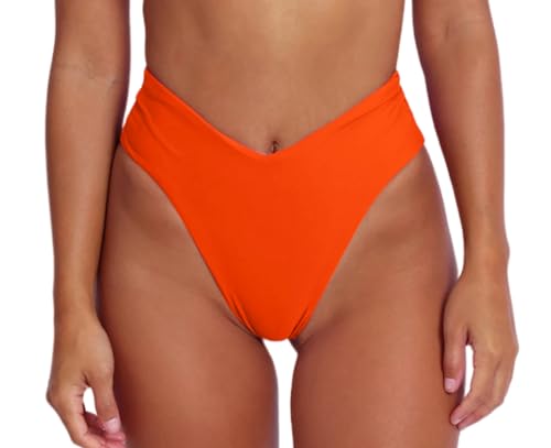 Image of geluboao Women's Bikini Bottom Sexy V Cut High Cut Swimsuit High Waisted Bathing Suit Bottoms