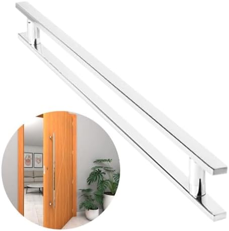 Puxador Porta 1 Metro Madeira Vidro Aço Inox 304 Cor Prata Escova...