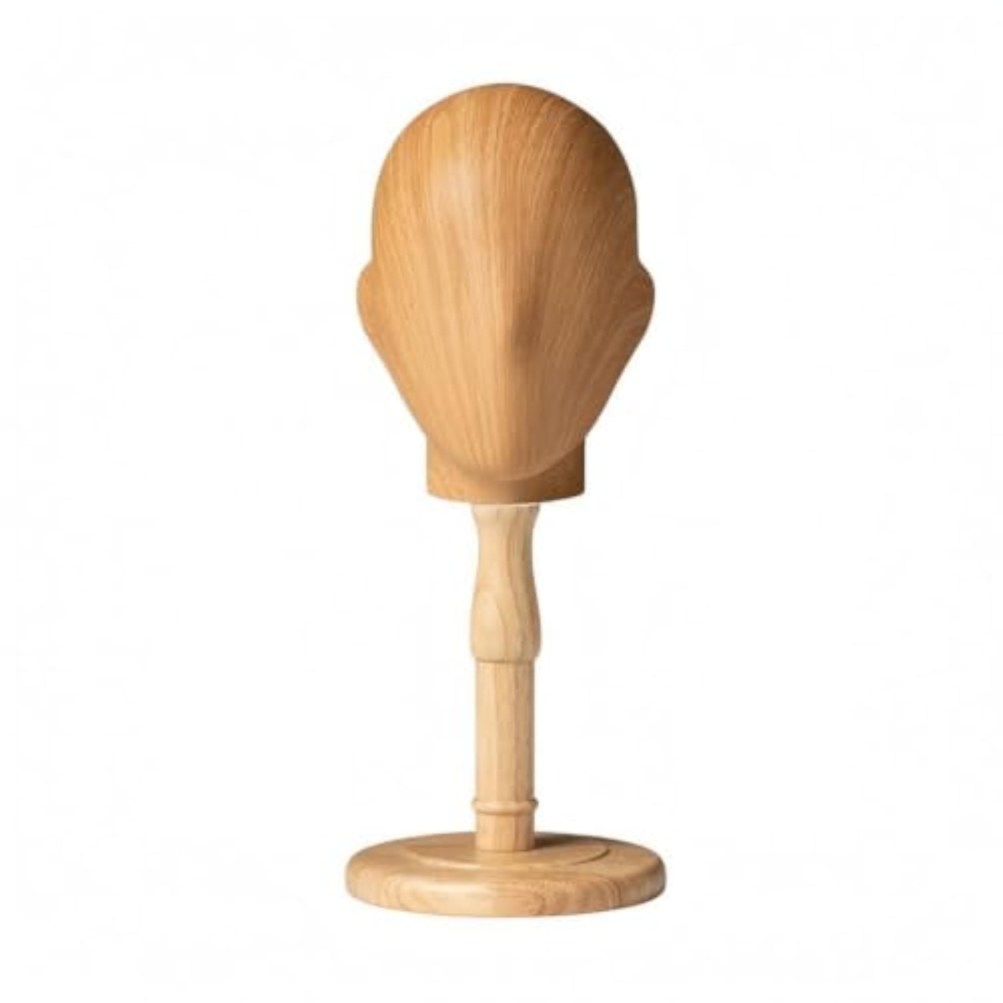 Wood-Grain Tabletop Head Stand with Wooden Base