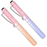 Diagnostikleuchte Pupillenleuchte, RISEMART 2 Stück Wiederverwendbare LED Stiftlampe mit Taschenclip alsr Krankenschwestern Ärzte Schüler Stiftlicht (Farbverlauf Pink-Orange+Pink-Violett）