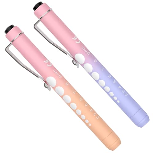 Image of RISEMART 2 Pack Pen Lights for Nurses, Reusable Medical Light with Pupil Gauge and Ruler, White Light LED Penlight for Student Doctors