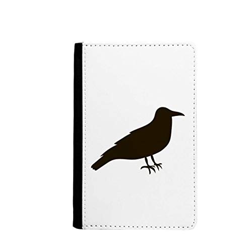 Étui portefeuille passeport voyage noir motif corbeau multicolore classique