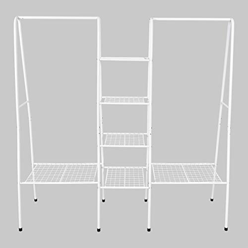 Bofeng Metal Garment Rack, Free Standing Closet Storage Organizer With 6 Shelves & Hanging Bar,Metal Garment Rack Heavy Duty Indoor Bedroom Rack, Open Wardrobe Rack For Hanging Clothes And Storage #TOP3