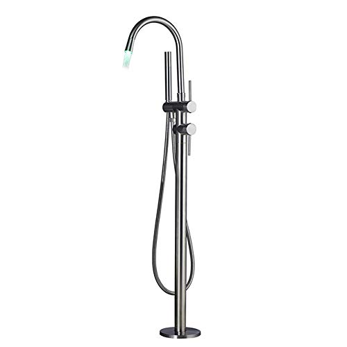 Robinet de baignoire autoportant à LED avec mitigeur douche au sol