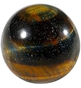 Healing Crystal Natural Energy Tiger Eye Crystal Ball Gemstone Thumb Pocket Stone Ornament for An...
