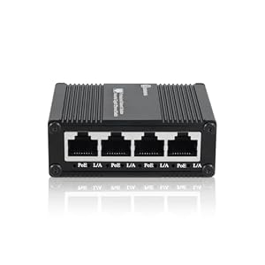 Mini 5 Port Gigabit PoE+ Switch, Unmanaged Gaming Switch, Unmanaged PoE Switch, Network Hub, Plug & Play, Desktop, Sturdy Aluminum Housing