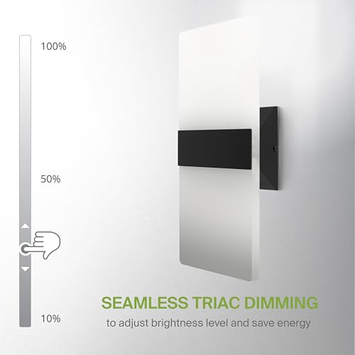 ASD 14 Inch Indoor LED Wall Sconce - 24W 2700K-5000K Dimmable Black Wall Sconce Lights for Living Room, Bedroom, Bathroom, Hallway - Modern Wall Sconces Hardwired, ETL Interior Light by ASD - Used condition - Image 7