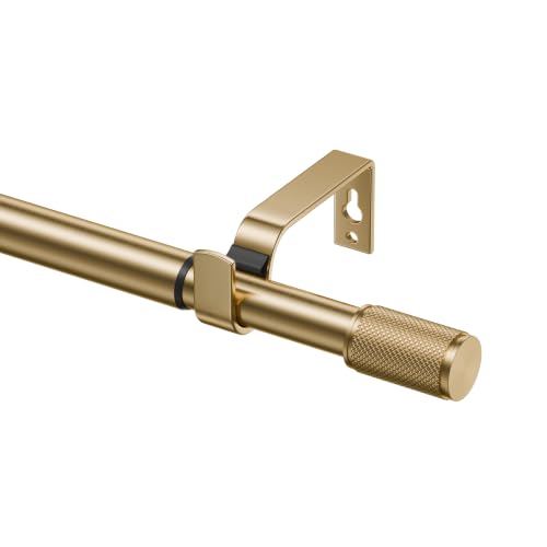 ESON CASA Tringle à rideaux 100 % métal réglable avec embouts moletés pour fenêtre - 19 mm - Doré - 72 à 140 cm