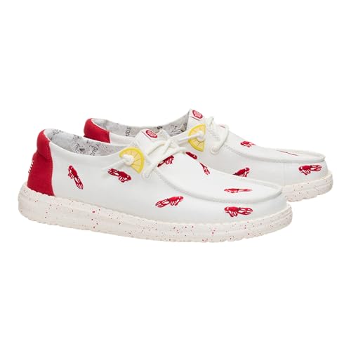 HEYDUDE Women's Wendy Embroidered Crawfish Slip On Shoe, White/Multi Size 11 | Lightweight Textile Loafer with Elastic Laces - image 2