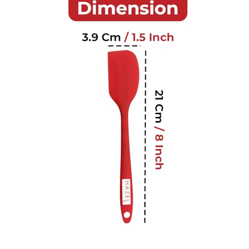 Image of HAZEL Silicone Spatula 8 inch (Red) | Heat Resistant Non-Stick Flexible Spatula for Mixing, Scraping & Spreading Batter | Durable & Easy to Clean Baking Tool