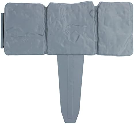 5M Grey Stone Effect Lawn Edging | Plant Bordering | Cobblestone Garden Border | Flower Bed & Grass | 20 Pieces | Pukkr