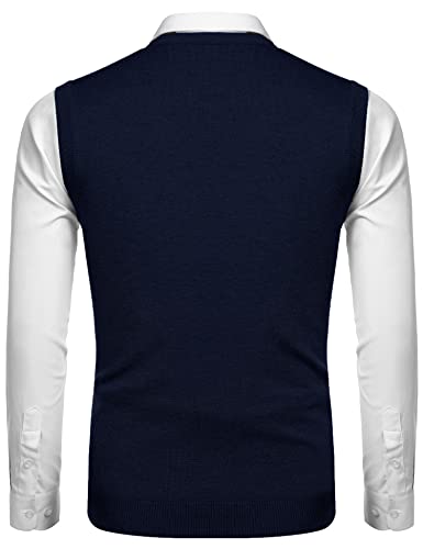 Amussiar Men's Casual Sweater Vest V-Neck Slim Fit Sleeveless Sweater Knitted Pullover Vest3