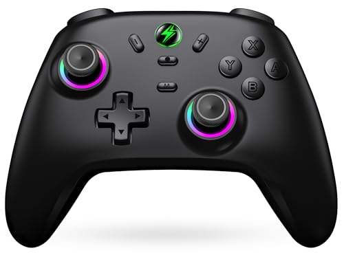 HELLCOOL Mando Nintendo Switch con Hall Joysticks,Mando Inalámbrico para Switch/Switch 2/Lite/OLED,Switch Controller con RGB Genial,Función Programable/Turbo/Despertar/Vibración Doble Motor/18 Horas