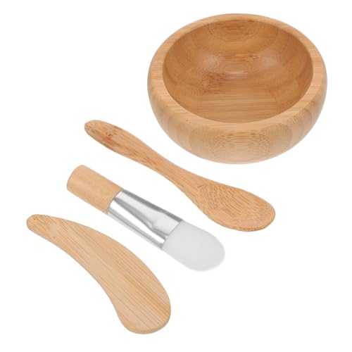 FOMIYES Gesichtsmaske Satz für Frauen mit Tragbarer Holzmischschüssel und Pinsel Leichtes Selbstgemacht Hautpflege Werkzeug für Entspannende Anwendung zu Hause Zufälliger Stil