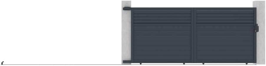 De dalt a baix view of the Vente-unique VIAZO Aluminum Sliding Gate showing the sliding track