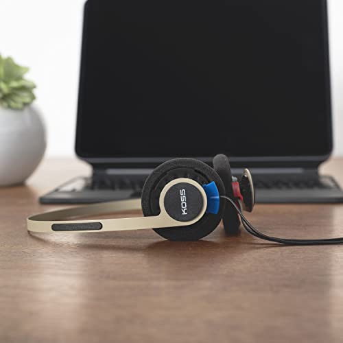 Image of Koss KPH40 Utility On-Ear Headphones, Detachable Interchangeable Cord System, Ultra Lightweight Design (Rhythm Beige)