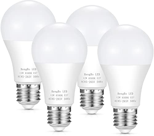 HengBo LED E27 LED Bulb, 12W Screw Light Bulbs, 100 Watts Equivalent Incandescent Bulbs Daylight White 6500K, 4-Pack