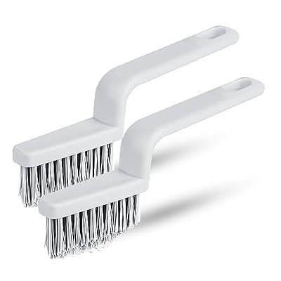 KINBOM 2pcs Grout Cleaner Brush V Shape, Handheld Door Slot Crevice Cleaning Floor Brush Stiff Tool Scrub Cleaning Brush V Shaped Brush for Cleaning Tiles Bathroom Kitchen
