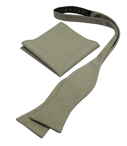 Men's Solid Linen Bow Tie and Pocket Square Set