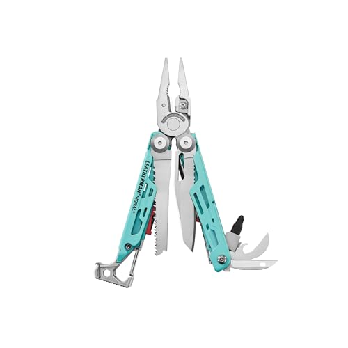 LEATHERMAN, Signal, 19-in-1 Multi-tool for Outdoors, Camping, Hiking, Fishing, Survival, Durable & Lightweight EDC, Made in the USA, Aqua/Silver