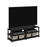Furinno TURN-S-TUBE TV Stand, 3-Tier Open Frame Design Entertainment Center, TV Console for TV up to 46 Inch, Toolless Assembly, for Living Room, Bedroom, Espresso