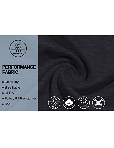 Little Donkey Andy Men’s Lightweight 1/4 Quarter Zip Pullover, Long Sleeve Athletic Shirts For Running Golf, Packable Upf 50 Black Heather L #TOP4