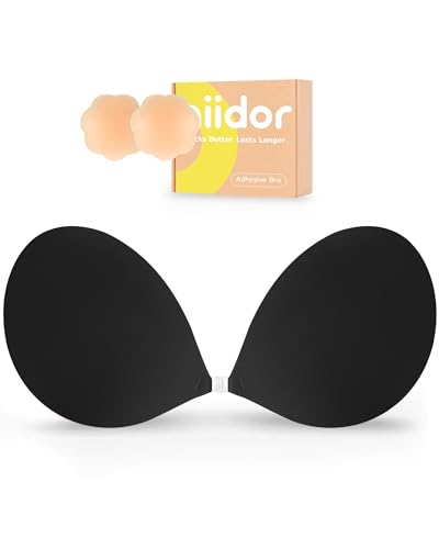 Image of Niidor Adhesive Bra Strapless Ultra Sticky Invisible Push up Silicone Bra Multiple Colors Sizes Reusable for Backless Dress