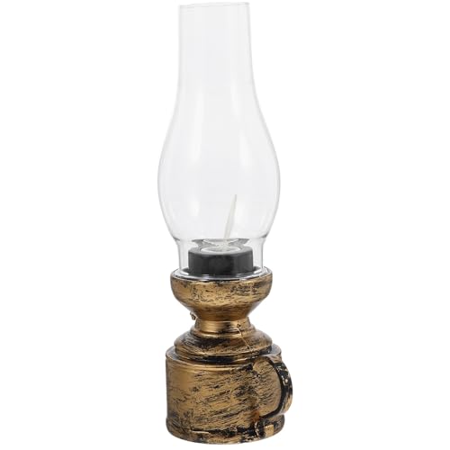 Holibanna Lámpara Electrónica de Queroseno Vintage para Ambientación de Mesa en Año, Material Cobre y Pvc Reutilizable, Estilo Retro y Elegante