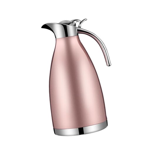LOVIVER Caraffa per caffè isolata sottovuoto, brocca isolata da 2 Litri, Comoda Maniglia, bollitore sottovuoto a Doppia Parete con Coperchio per caffè e Succo, Oro Rosa