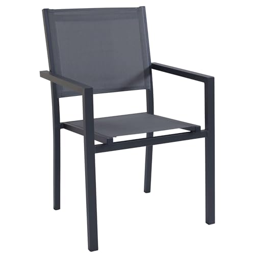 MilaniHome Fauteuil empilable en Aluminium Blanc et textilène Gris d'extérieur Jardin pour Bar Restaurant Cuisine hôtel Hotel