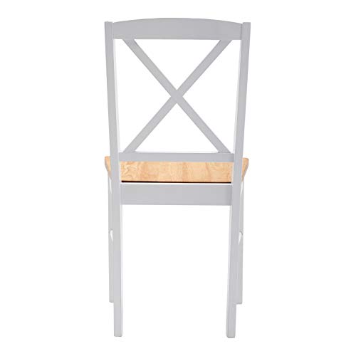 Duhome Dining Chairs Set of 2 Wood Dining Room Chair with Cross Back, Kitchen Room Chair Side Chairs Natural Seat/White Base