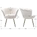 Ya-Home Sessel Wohnzimmer aus Teddystoff, Schminktischstuhl mit Goldfuß Gepolsterter Blumenform Loungesessel Relaxsessel für Wohn/Schlafzimmer, Weiß