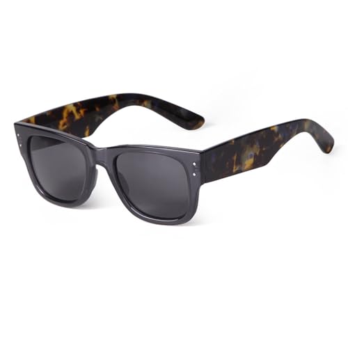 Lunettes de soleil carrées rétro écaille de tortue monture épaisse femmes hommes