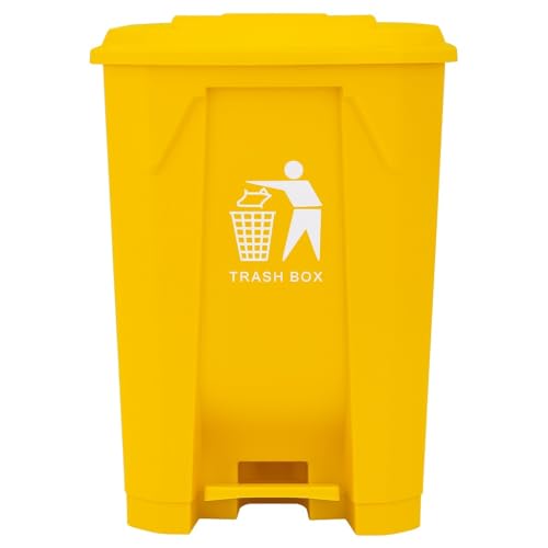 DUAS Recycling Pedal Bin Waste Trash Can for Kitchen & Home Office - Durable Plastic Rubbish Dustbin in 30L, 50L, 80L Sizes - Multiple Colors Available (Yellow, 80 Litres)