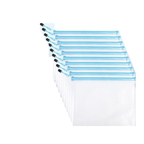 ZITIXO 10個 ファイル袋 ジッパー式ファイル袋 半透明 PVC製 防水 オフィス用品 資料 書類 整理収納 (水色,A4)