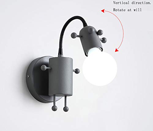 Lámpara de pared LED E27 ajustable de metal gris moderna 2