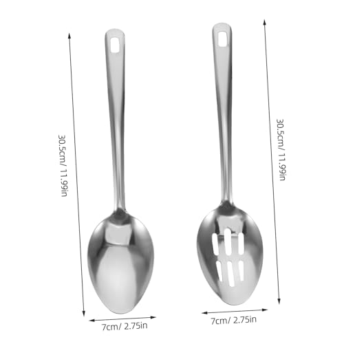 NUOLUX 2個ステンレス製スロット付きスープサービングスプーン 精密ろ過機能 耐熱性 簡単洗浄 キッチン用調理器具