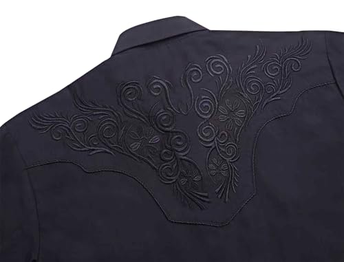 EL PIONERO Men's Western Shirt Long Sleeve Embroidered Cowboy Casual Snap Button Shirt Black by EL PIONERO - Used condition - Image 4
