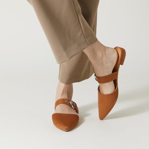 Image of Rekayla Mules for Women Adjustable Strap Pointed Toe Backless Loafer Shoes