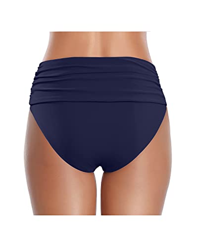 Image of Tempt Me Women's High Waisted Bikini Bottom Tummy Control Ruched Bathing Suit Swim Bottom